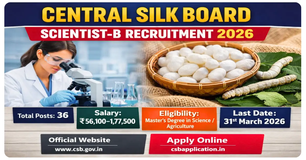 Central Silk Board Scientist B Recruitment 2026