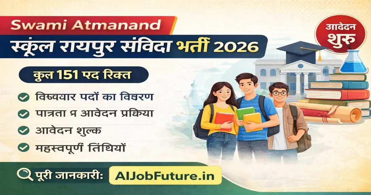 Swami Atmanand School Raipur Contract Recruitment 2026